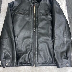 Zero Mens Zip Up Leather Jacket Size Large With Fleece Interior